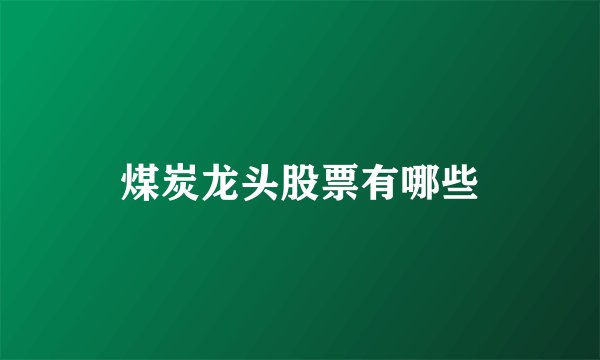 煤炭龙头股票有哪些