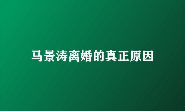 马景涛离婚的真正原因
