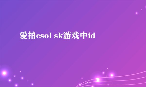 爱拍csol sk游戏中id