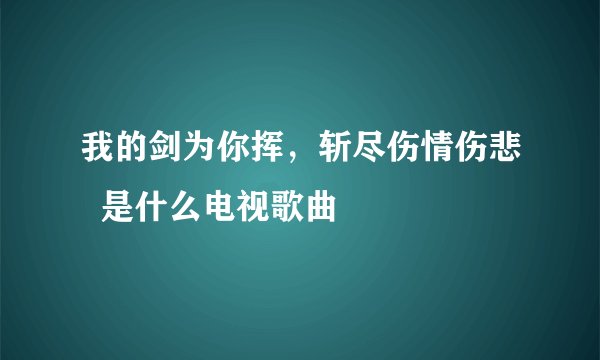 我的剑为你挥，斩尽伤情伤悲  是什么电视歌曲