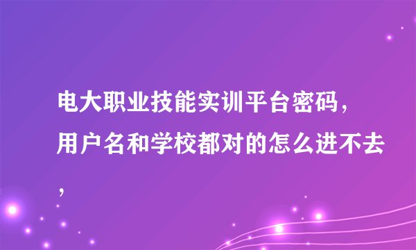 电大职业技能实训平台密码，用户名和学校都对的怎么进不去，