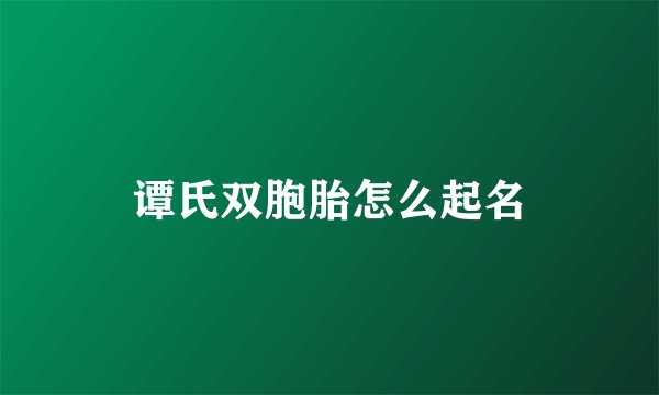 谭氏双胞胎怎么起名