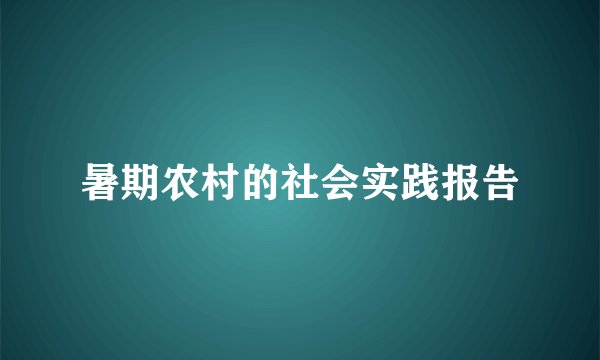 暑期农村的社会实践报告