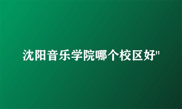 沈阳音乐学院哪个校区好