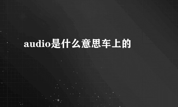 audio是什么意思车上的