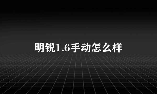 明锐1.6手动怎么样