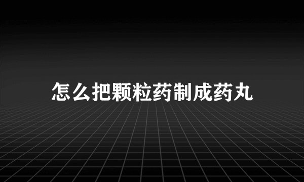 怎么把颗粒药制成药丸