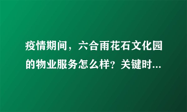 疫情期间，六合雨花石文化园的物业服务怎么样？关键时刻有什么行动吗？