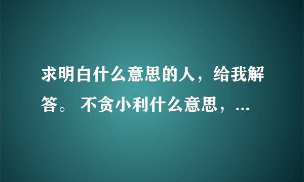 求明白什么意思的人，给我解答。 不贪小利什么意思， 不慕奢华什么意思。。