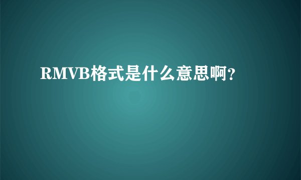 RMVB格式是什么意思啊？
