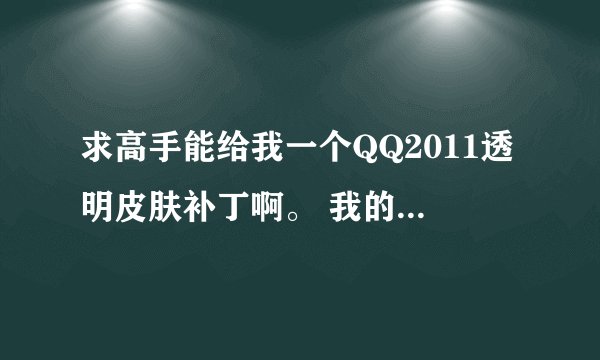 求高手能给我一个QQ2011透明皮肤补丁啊。 我的邮箱是286395980@QQ.COM