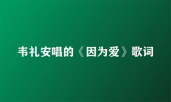韦礼安唱的《因为爱》歌词
