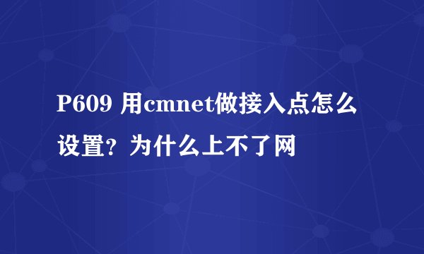 P609 用cmnet做接入点怎么设置？为什么上不了网