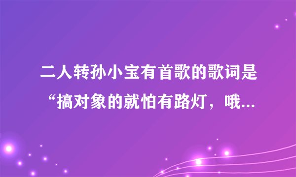 二人转孙小宝有首歌的歌词是“搞对象的就怕有路灯，哦累哦累哦类”