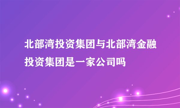 北部湾投资集团与北部湾金融投资集团是一家公司吗