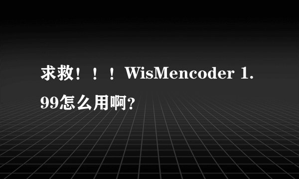 求救！！！WisMencoder 1.99怎么用啊？