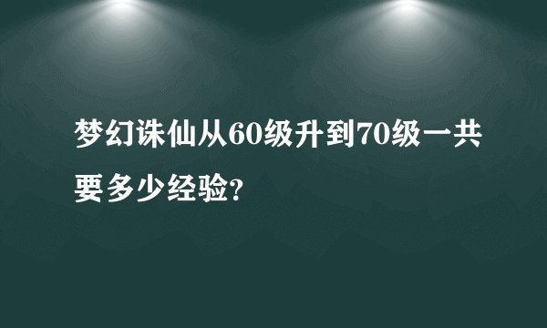 梦幻诛仙从60级升到70级一共要多少经验？