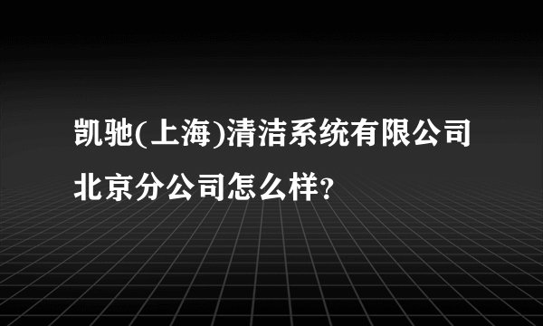 凯驰(上海)清洁系统有限公司北京分公司怎么样？