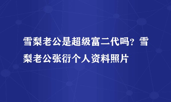 雪梨老公是超级富二代吗？雪梨老公张衍个人资料照片