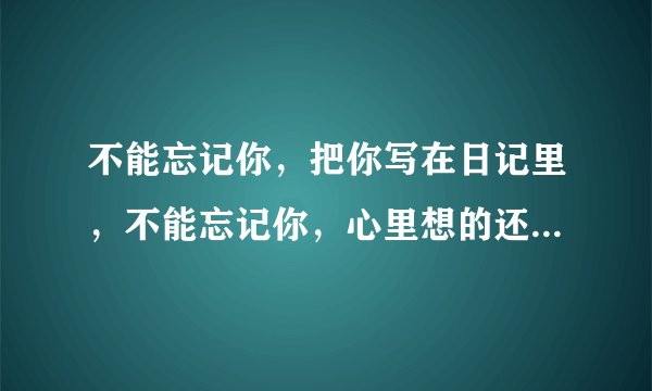 不能忘记你，把你写在日记里，不能忘记你，心里想的还是你…请问这首歌叫什么名字啊？