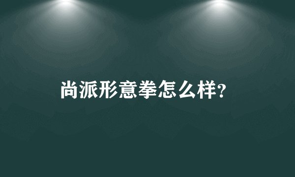 尚派形意拳怎么样？
