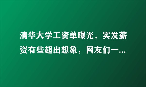 清华大学工资单曝光，实发薪资有些超出想象，网友们一脸不相信