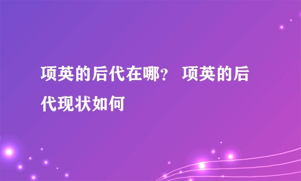 项英的后代在哪？ 项英的后代现状如何