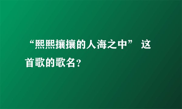 “熙熙攘攘的人海之中” 这首歌的歌名？