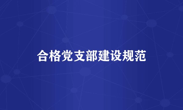 合格党支部建设规范