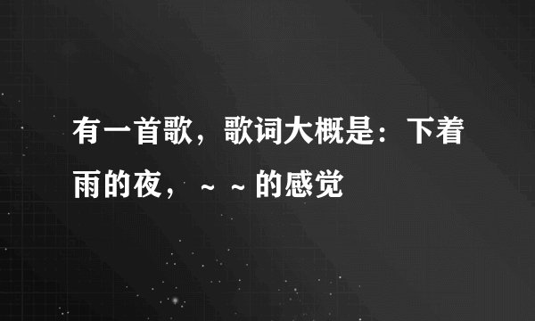 有一首歌，歌词大概是：下着雨的夜，～～的感觉