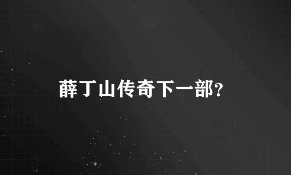 薛丁山传奇下一部？