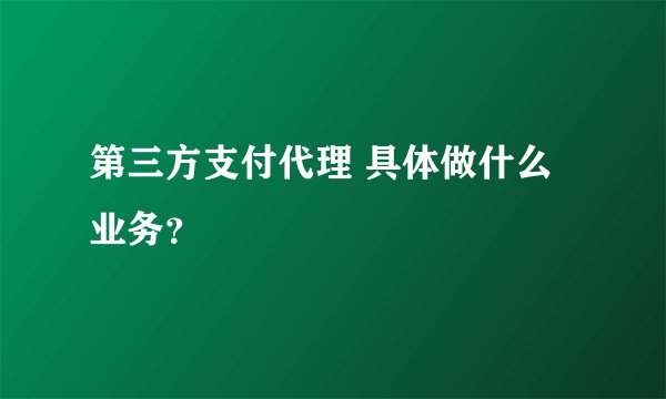 第三方支付代理 具体做什么业务？